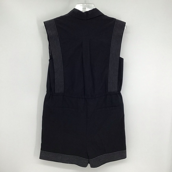 Strut & Bolt Top Stitch Sleeveless Poplin Romper Casual Beach Black NWT Size S - Picture 4 of 9
